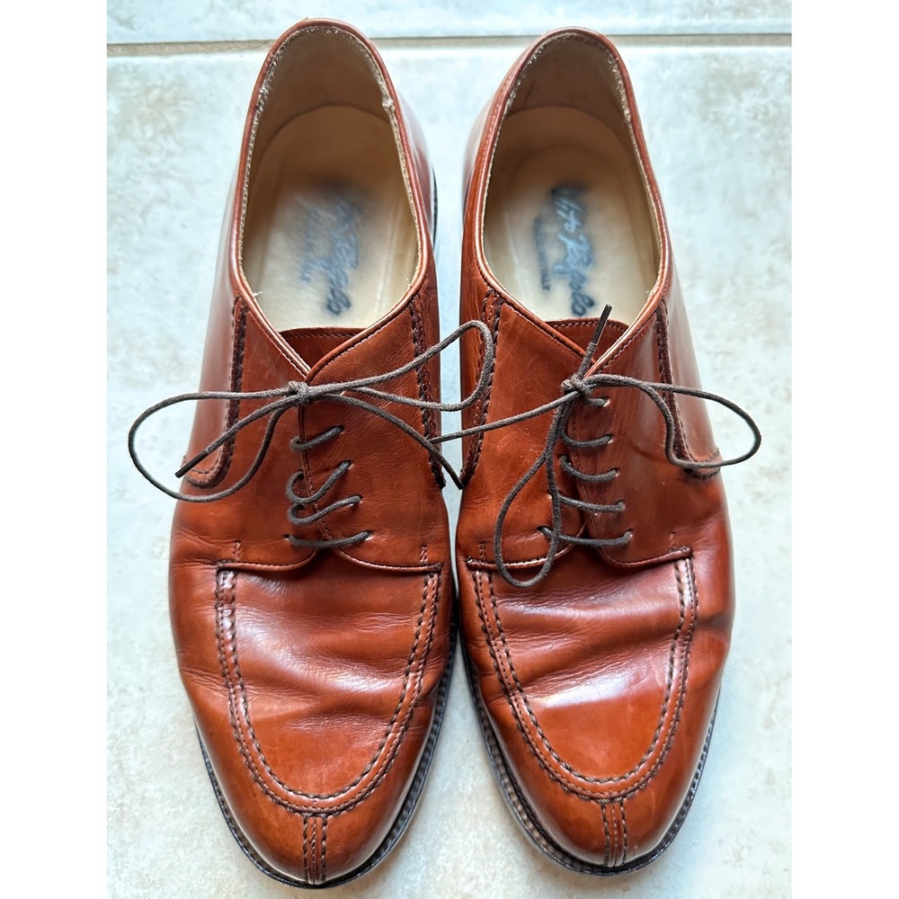 Vito‎ Rufolo Cognac Brown Oxfords Leather Loafers Shoes Made in Italy Mens 10.5